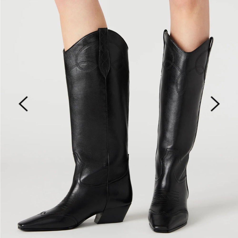Steve Madden Dollie Black Heeled Boots Classic Design